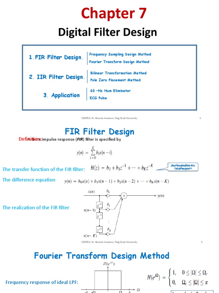 Ch7 Digital Filter Design | PDF | Low Pass Filter | Filter (Signal ...