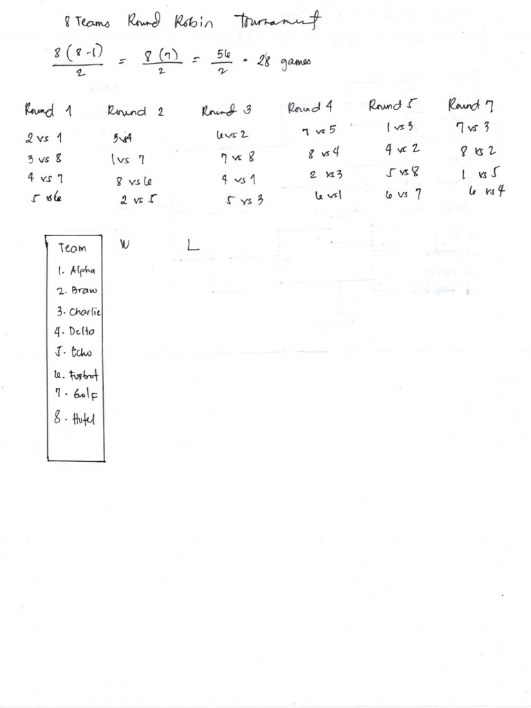Creating Teams Round Robin Tournament | PDF