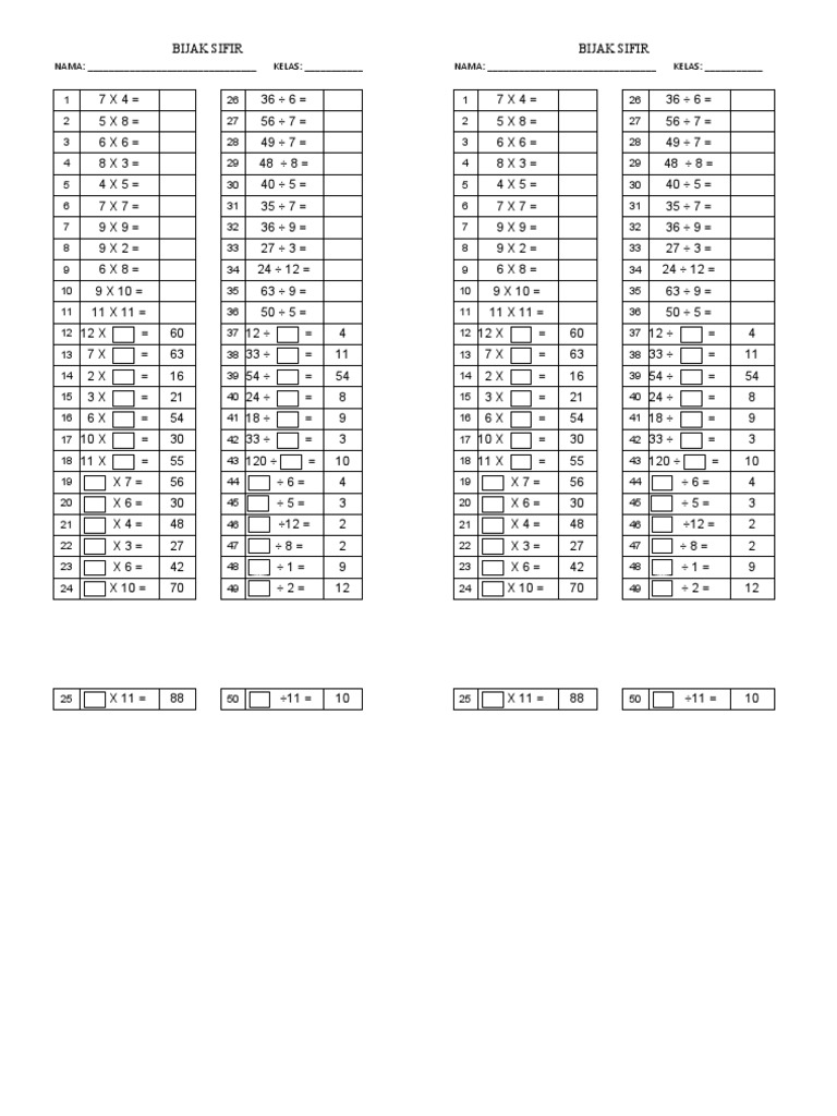 Contoh Soalan Bijak Sifir Pdf