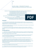 Declaration Dhelsinki de Lamm Principes Ethiques Applicables A La Recherche Medicale Impliquant Des Etres Humains