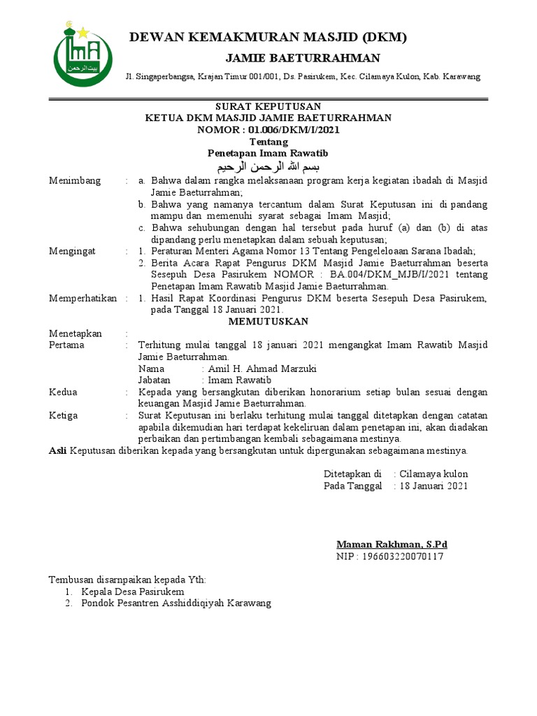 Pengangkatan Imam Rawatib Masjid Jamie Baeturrahman Pdf
