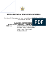 Brihanmumbai Mahanagarpalika: Section 4 Manuals As Per Provision of RTI Act 2005 of K/East Ward