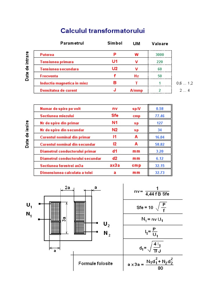 Calculul Transformatorului | PDF