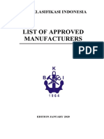 List of Approved Manufacturer Rev.11 (Edisi Januari 2020)