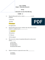 Unit - I: Class: TYBMS Subject: Operations Research Mcqs Q.1) Choose Correct Alternative in Each of The Following