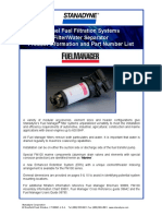 Diesel Fuel Filtration Systems Filter/Water Separator Product Information and Part Number List