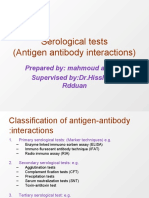 Serological Tests (Antigen Antibody Interactions) : Prepared By: Mahmoud Alhabib Supervised By:dr - Hissham Rdduan