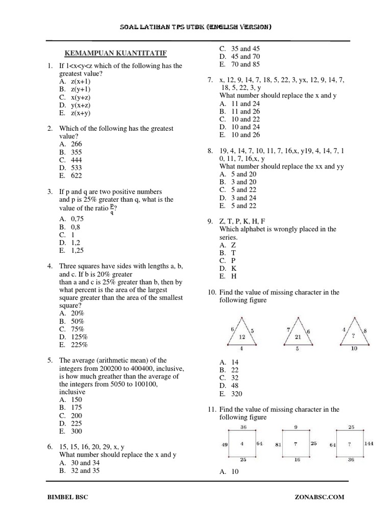 Kemampuan Kuantitatif 1 English Pdf Outer Space Astronomy