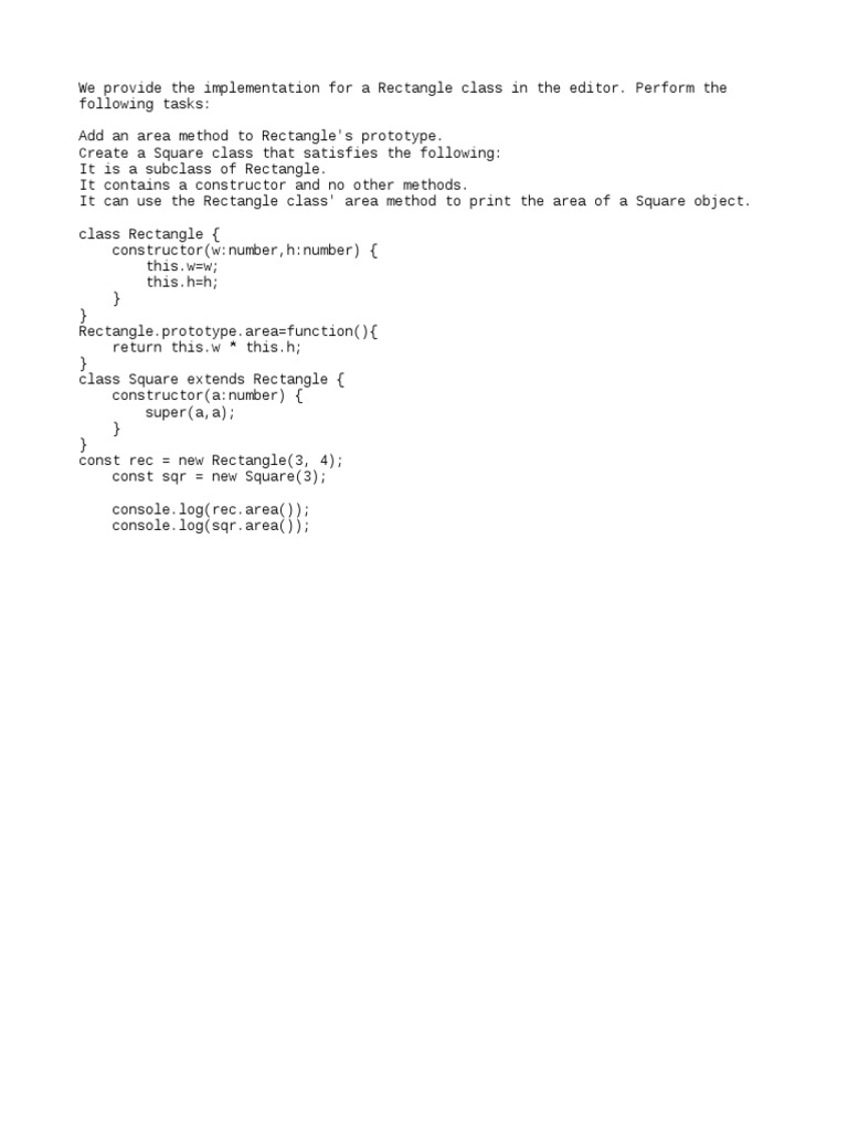 Rectangle and Square Class Implementation | PDF