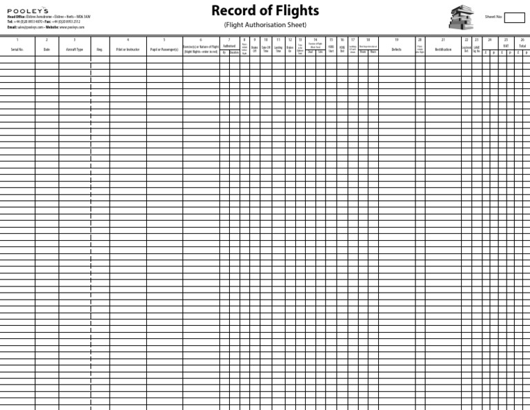 Pooleys VFR Flight Log Template | PDF | Transport Safety | Aviation Safety