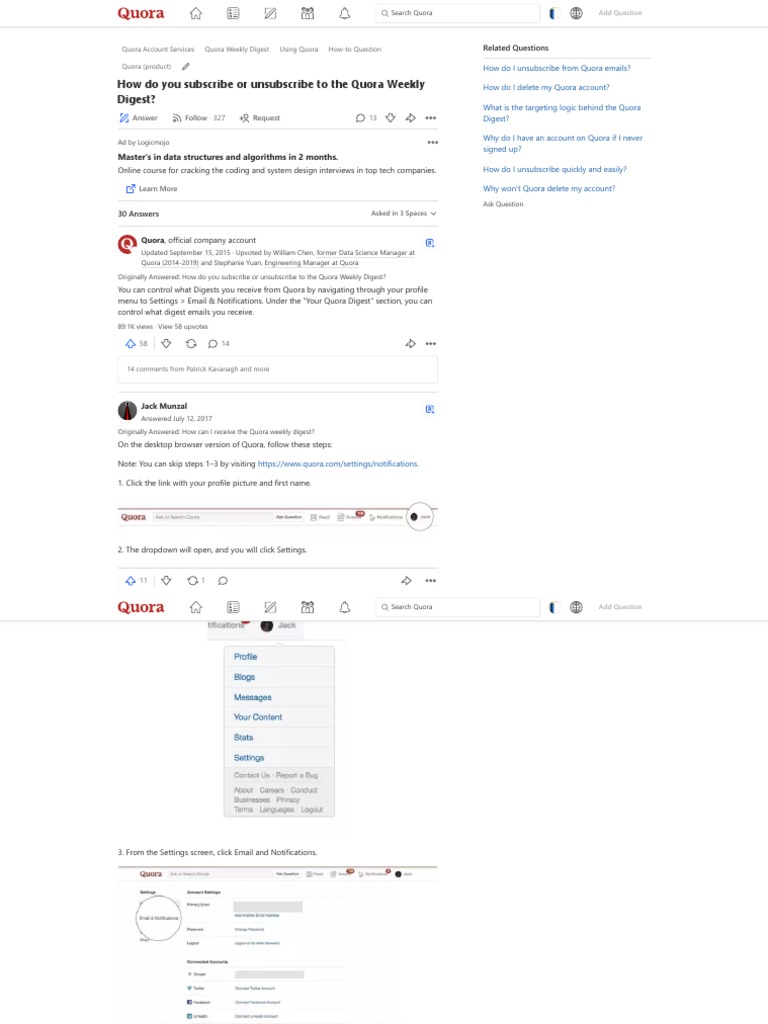Managing Quora Digest Subscriptions | PDF | Ios | Cyberspace