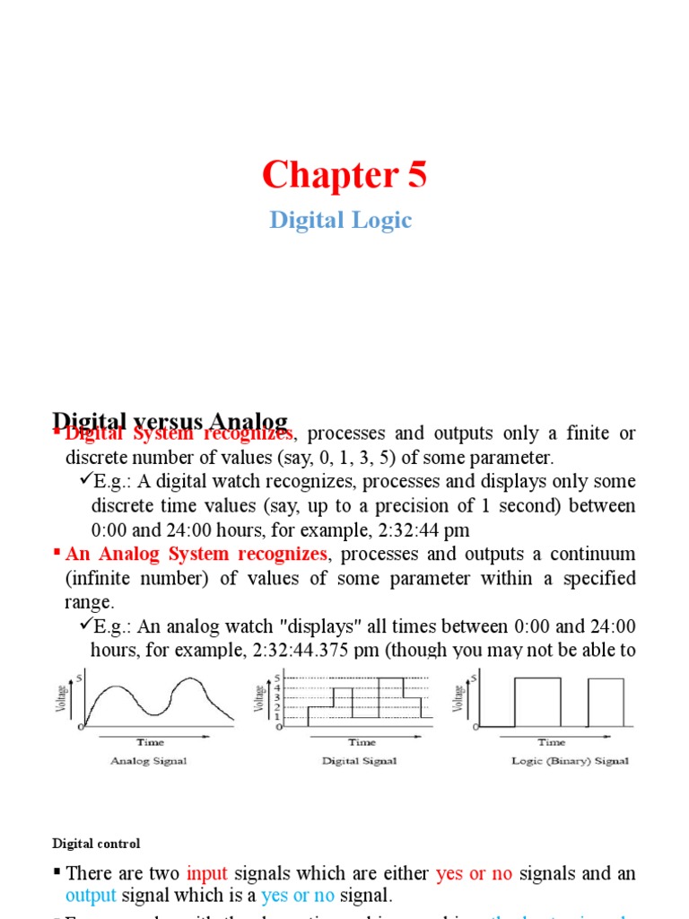 CH 5 Digital Logic (Autosaved) | PDF | Logic Gate | Digital Electronics