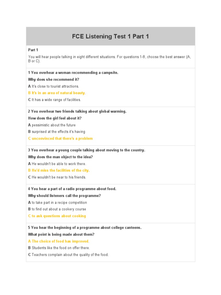 Fce Listening Test 1-5 | Pdf | Loch Ness Monster