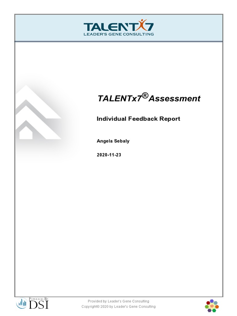 Angela-Sebaly TALENTx7 Individual Feedback Report (2020) | PDF ...