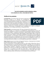 Economía Política de La Inclusión Social en América Latina: 10 de Diciembre de 2012, Universidad Del Pacífico