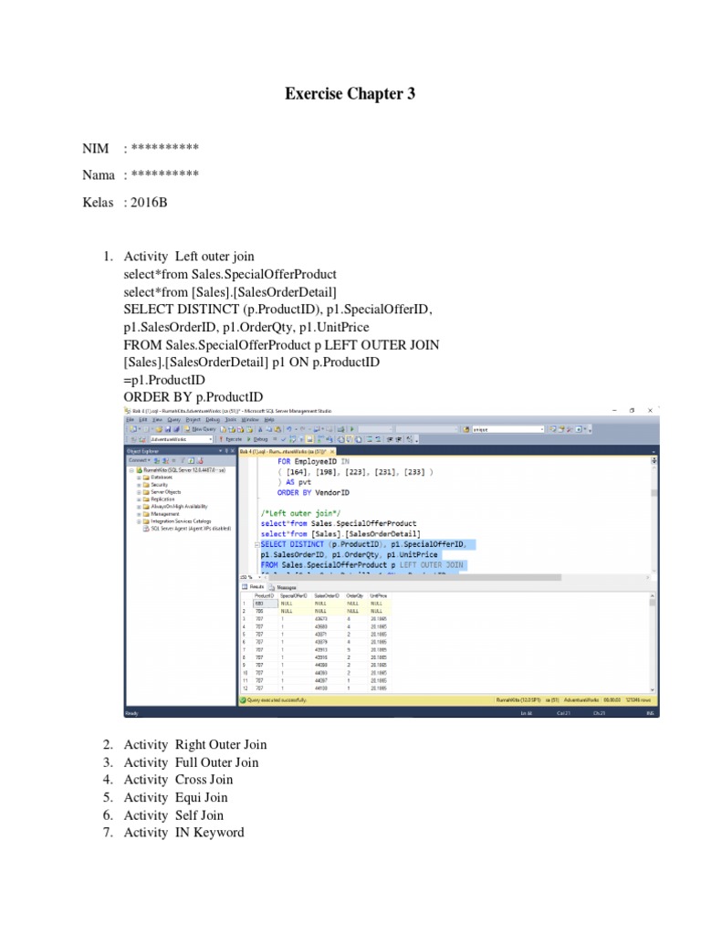 Exercise Chapter 3 Kelas B | PDF
