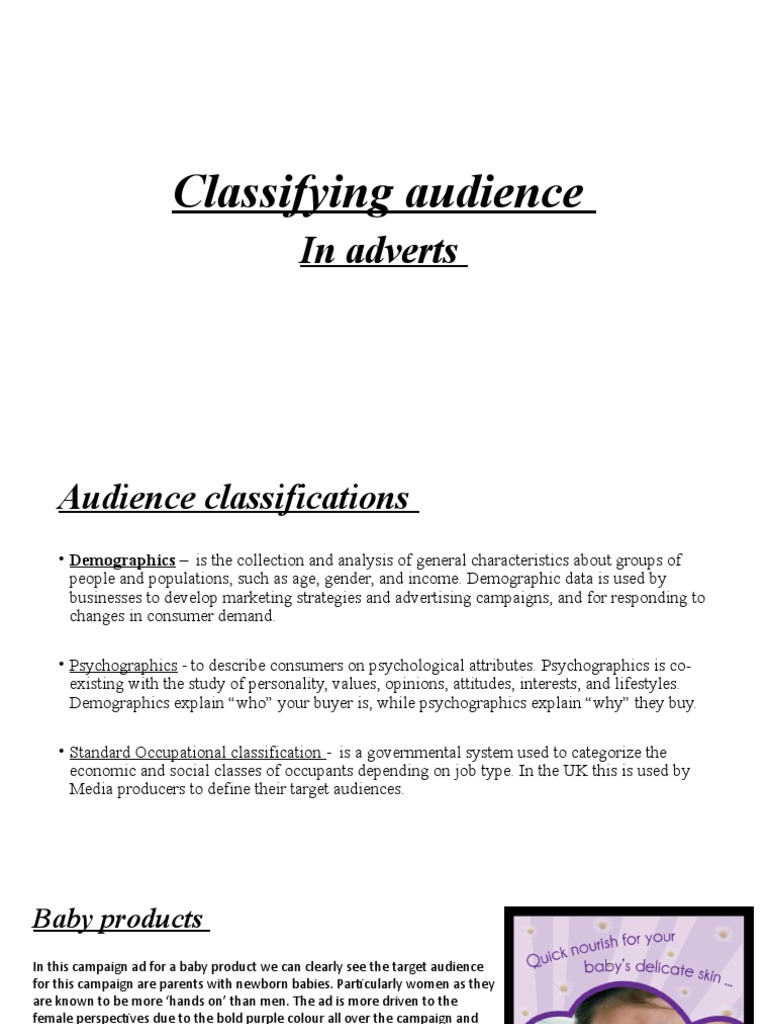 Classifying Audience 1 | PDF | Target Audience | Advertising