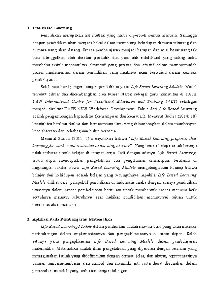 Life Based Learning | PDF