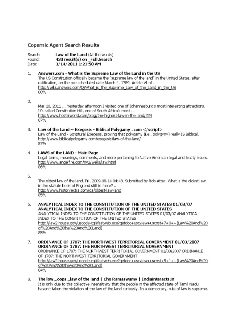 Law of The Land PDF Law Of The Land United States Constitution