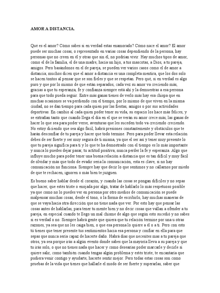 Amor A Distancia | PDF | Amor | Verdad