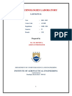 Web Technologies Laboratory: Lab Manual