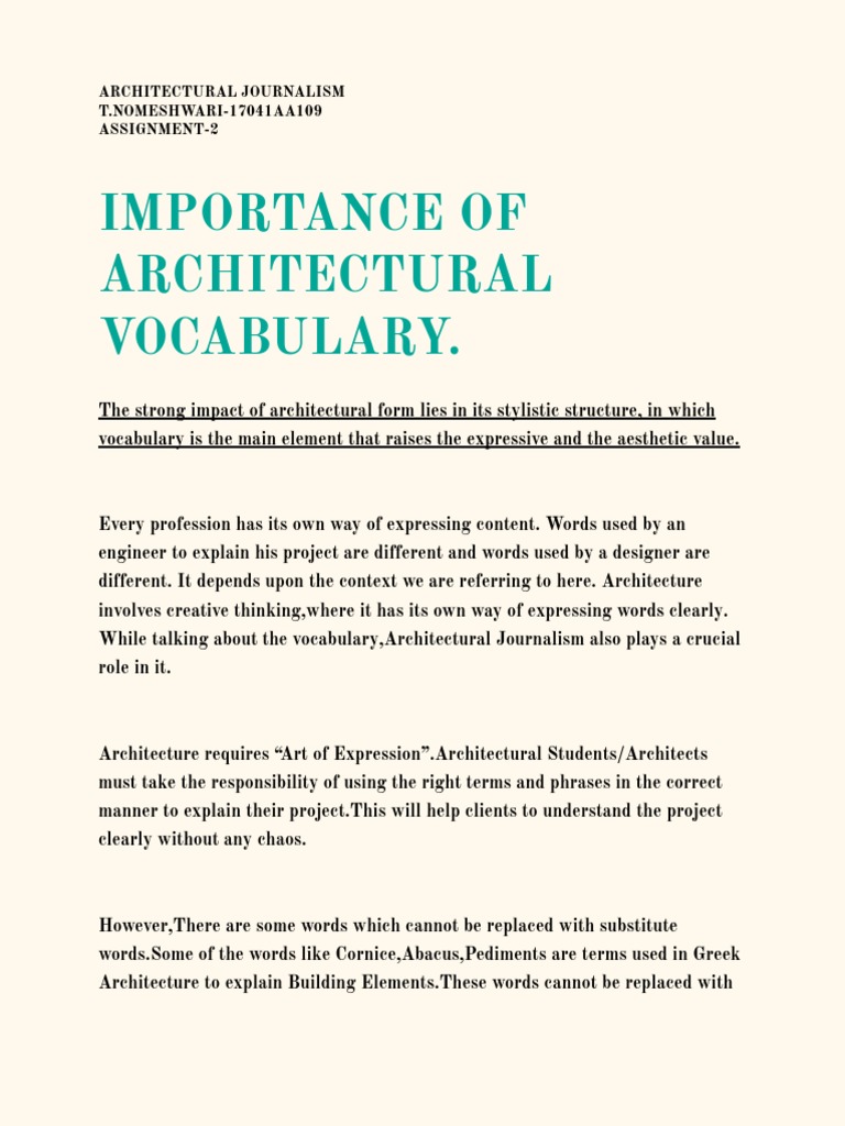 Architectural Vocabulary Essentials | PDF | Vocabulary | Architect