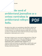 Architectural Journalism as a serious curriculum