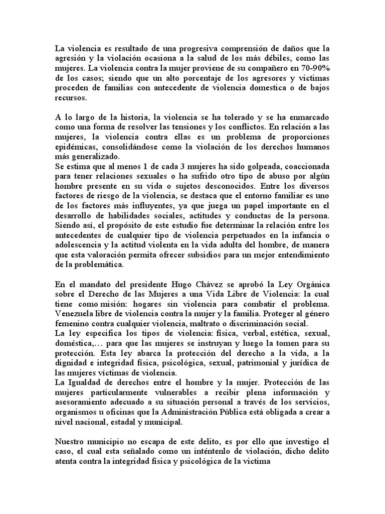 Violencia de Género: Un Análisis Social | PDF | La violencia contra las ...