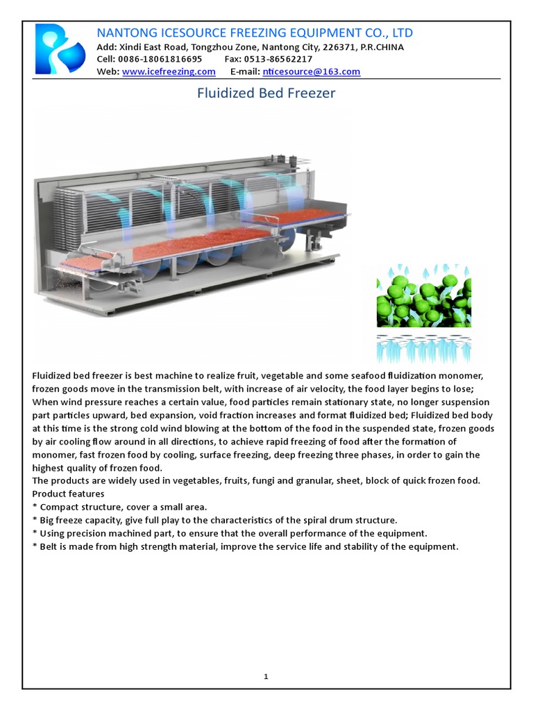 Fluidized Bed Freezer Quotation (MELI PDF Belt (Mechanical) Pipe