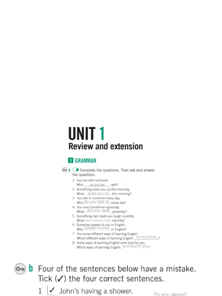 unit 1 review and extension