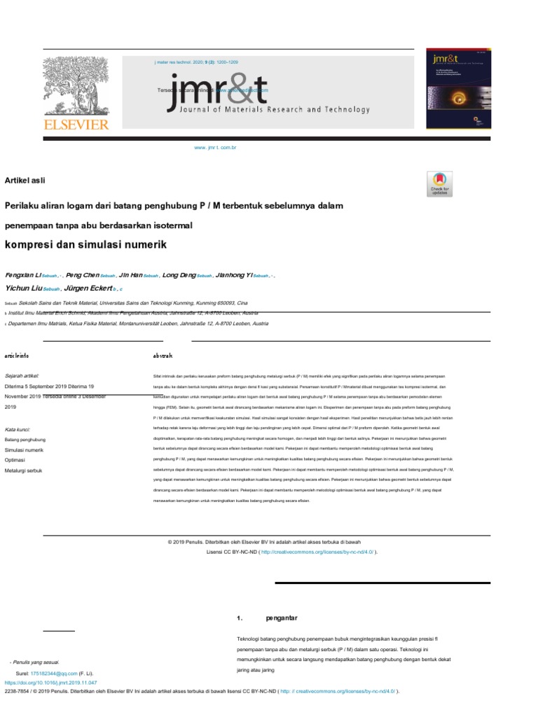 2020 Cina Translate Metal Flow, Connecting Rod Analisys PDF