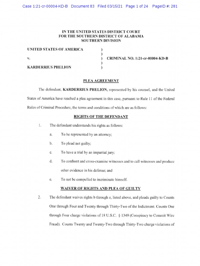 PHELION - KP - Plea.filed | PDF | Plea | United States Federal ...
