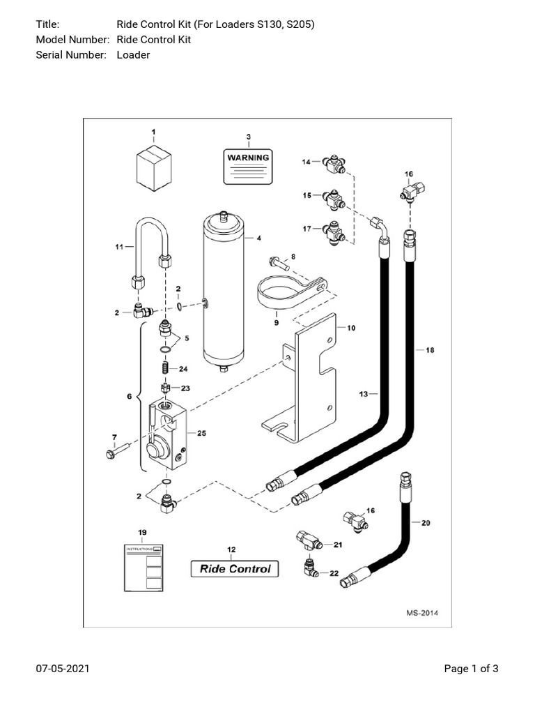 Ride Control Kit for S130/S205 Loaders | PDF | Manufactured Goods ...