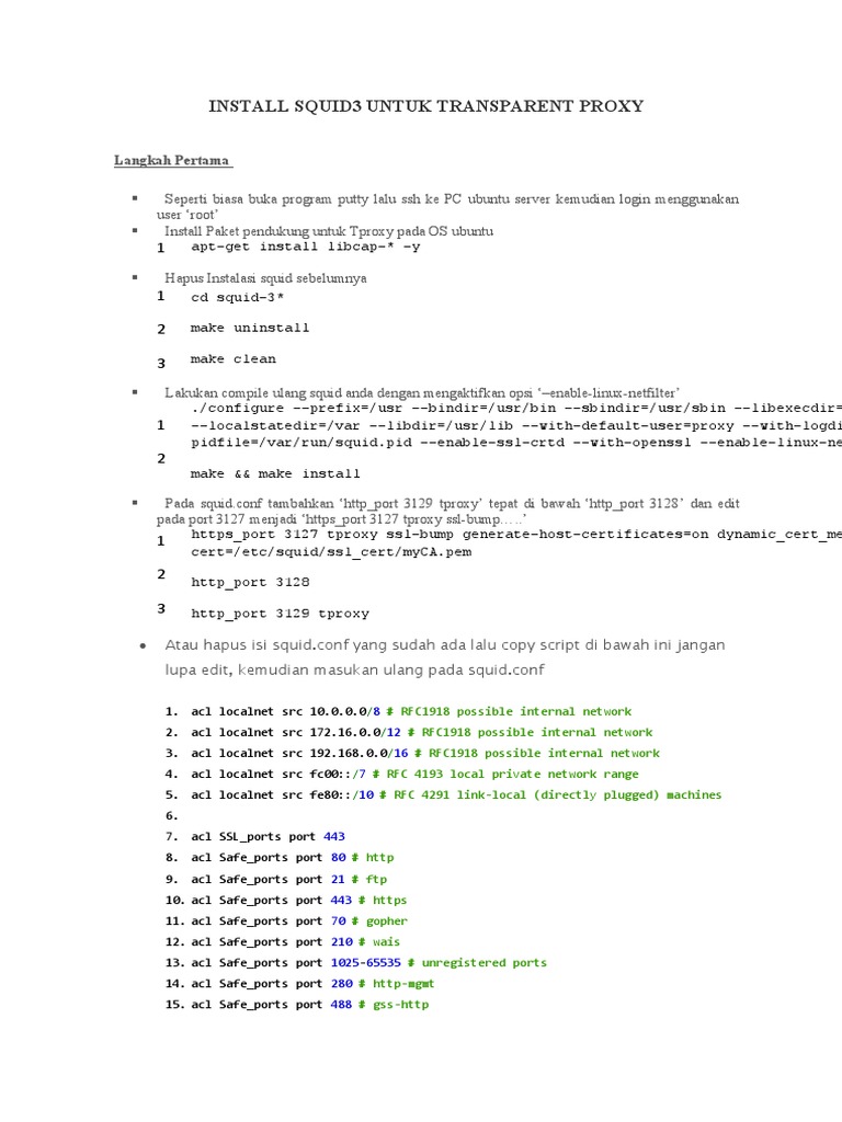 Install Squid3 Untuk Transparent Proxy | PDF | Proxy Server | Internet ...
