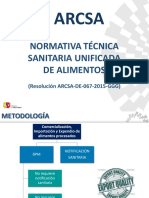 Normativa técnica sanitaria unificada de alimentos ARCSA