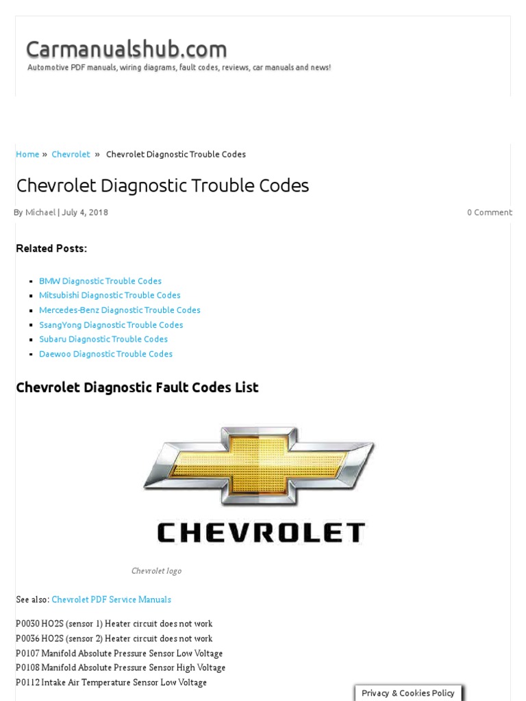 Chevrolet Diagnostic Trouble Codes PDF Fuel Injection Throttle