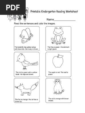 printable kindergarten reading worksheet pdf