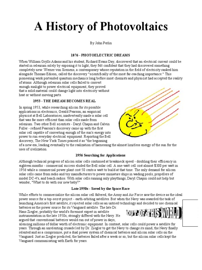 A History of Photovoltaics PDF Solar Power Solar Cell