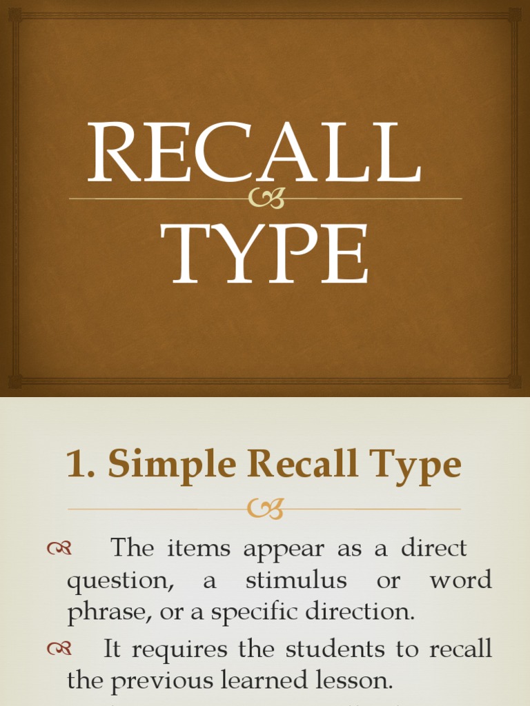 Recall Type Test | PDF | Sentence (Linguistics) | Intelligence Quotient
