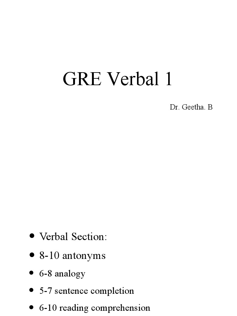 GRE Verbal Section Strategies and Exercises | PDF | Career & Growth ...