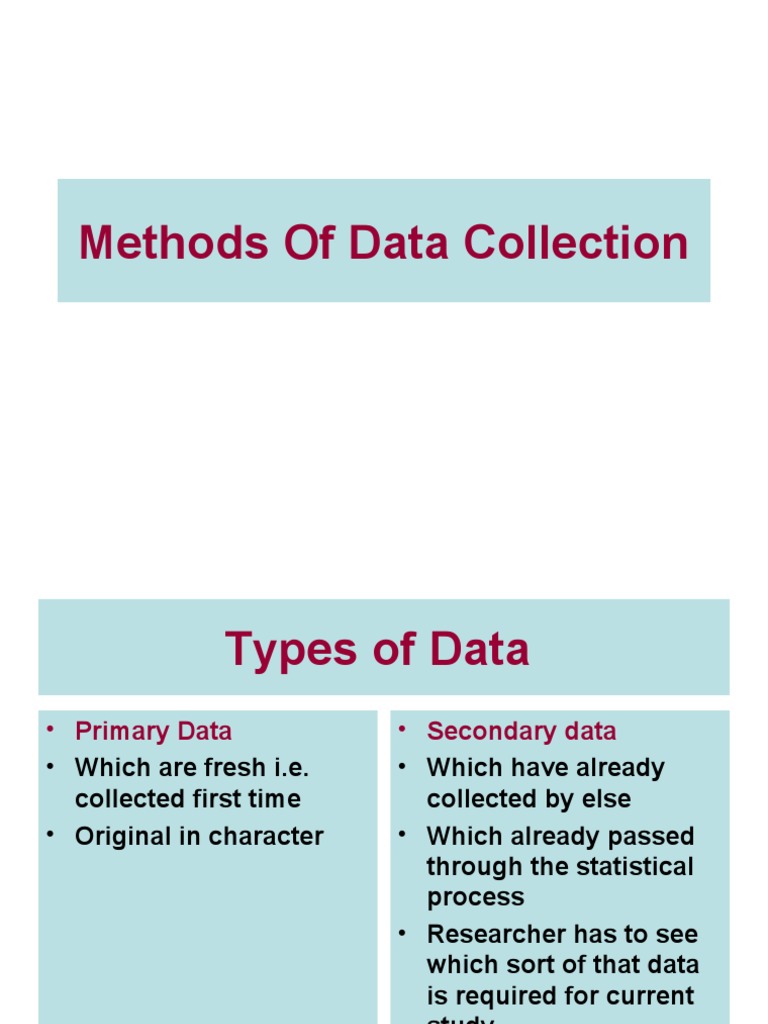 Methods of Data Collection | PDF | Survey Methodology | Questionnaire