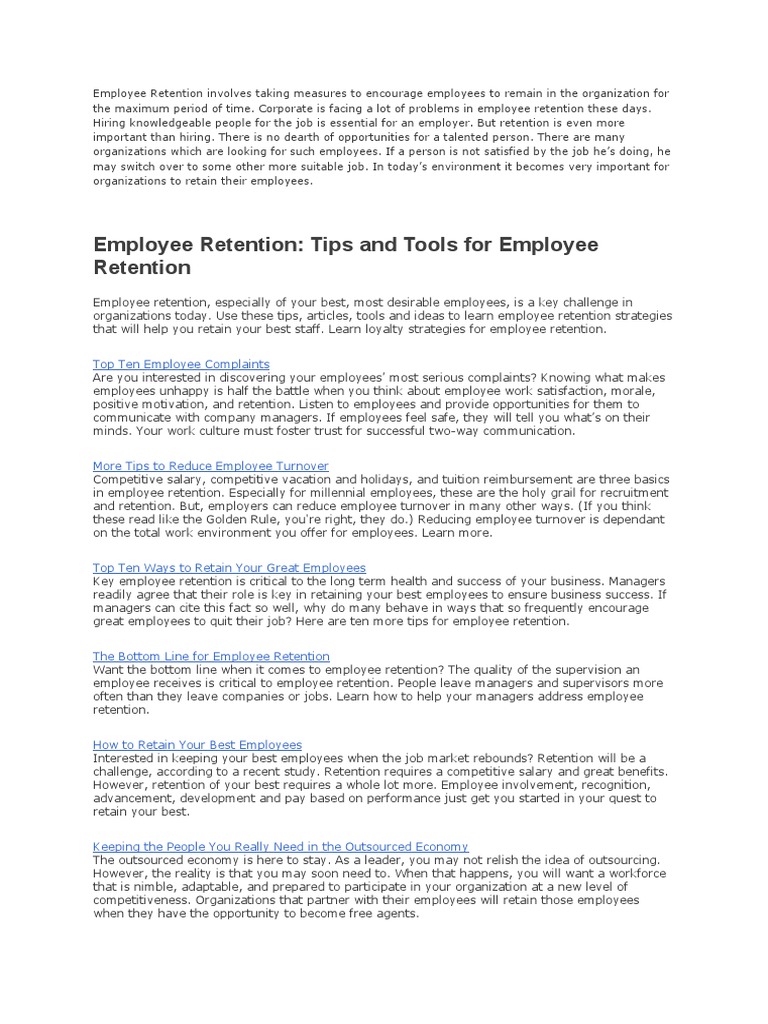 Strategies for Employee Retention | PDF | Employee Retention | Employment