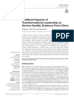 Multilevel Impacts of Transformational Leadership On Service Quality: Evidence From China