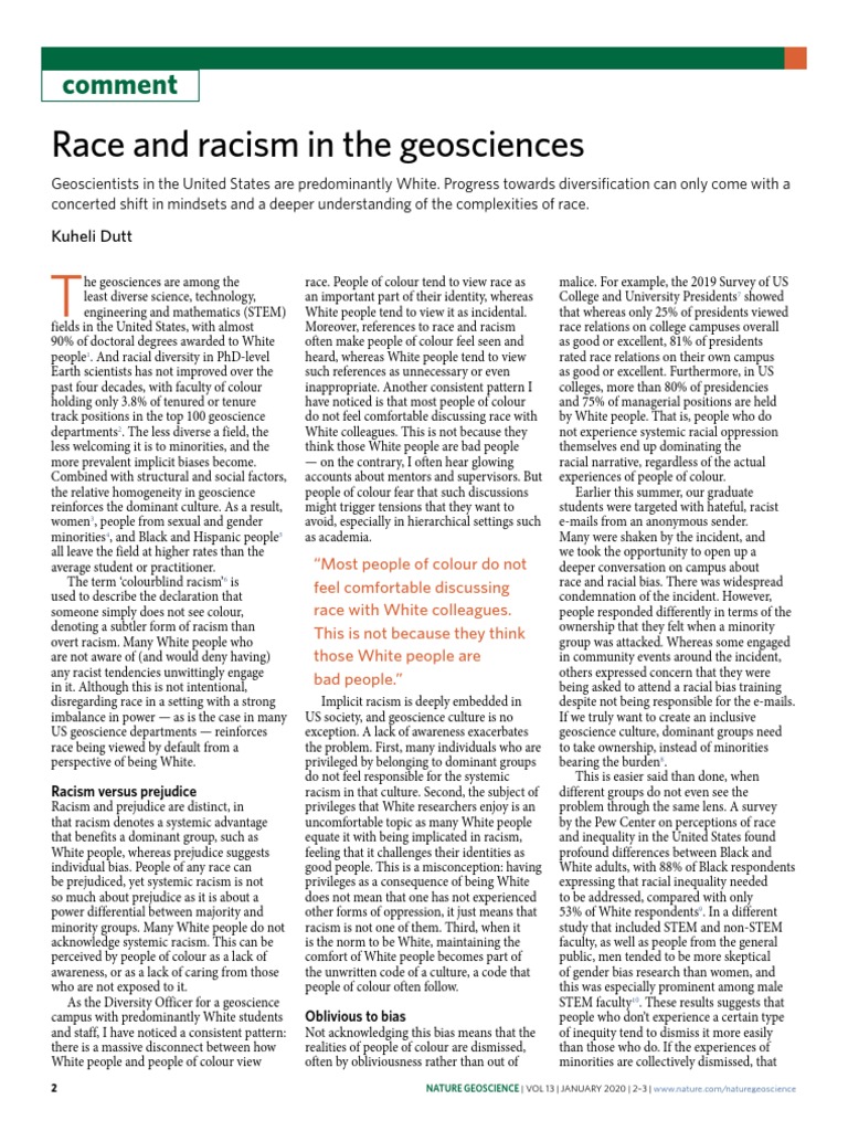 Race and Racism in Geosciences | PDF | Racism | Discrimination & Race ...