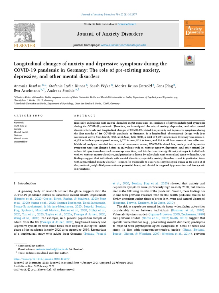 Journal of Anxiety Disorders | Download Free PDF | Anxiety Disorder ...