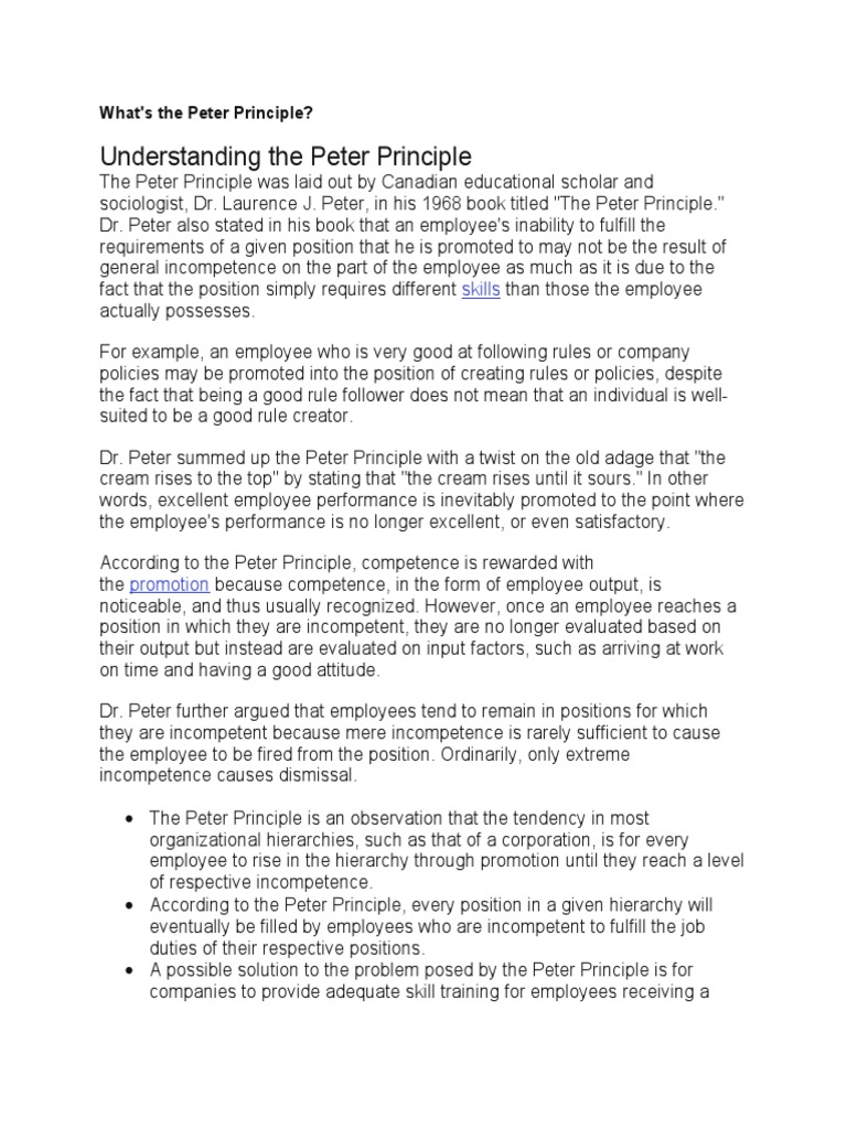 Understanding the Peter Principle | PDF | Business | Psychology