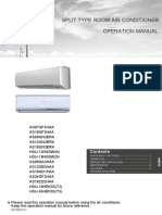 Split Type Room Air Conditioner Operation Manual