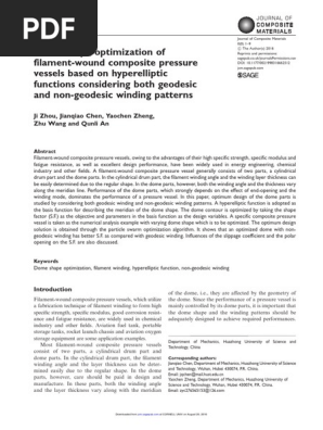Dome Shape Optimization of Filament-wound Composite Pressure Vessels Based on Hyperelliptic Functions Considering Both Geodesic and Non-geodesic Winding Patterns- Zhou2016