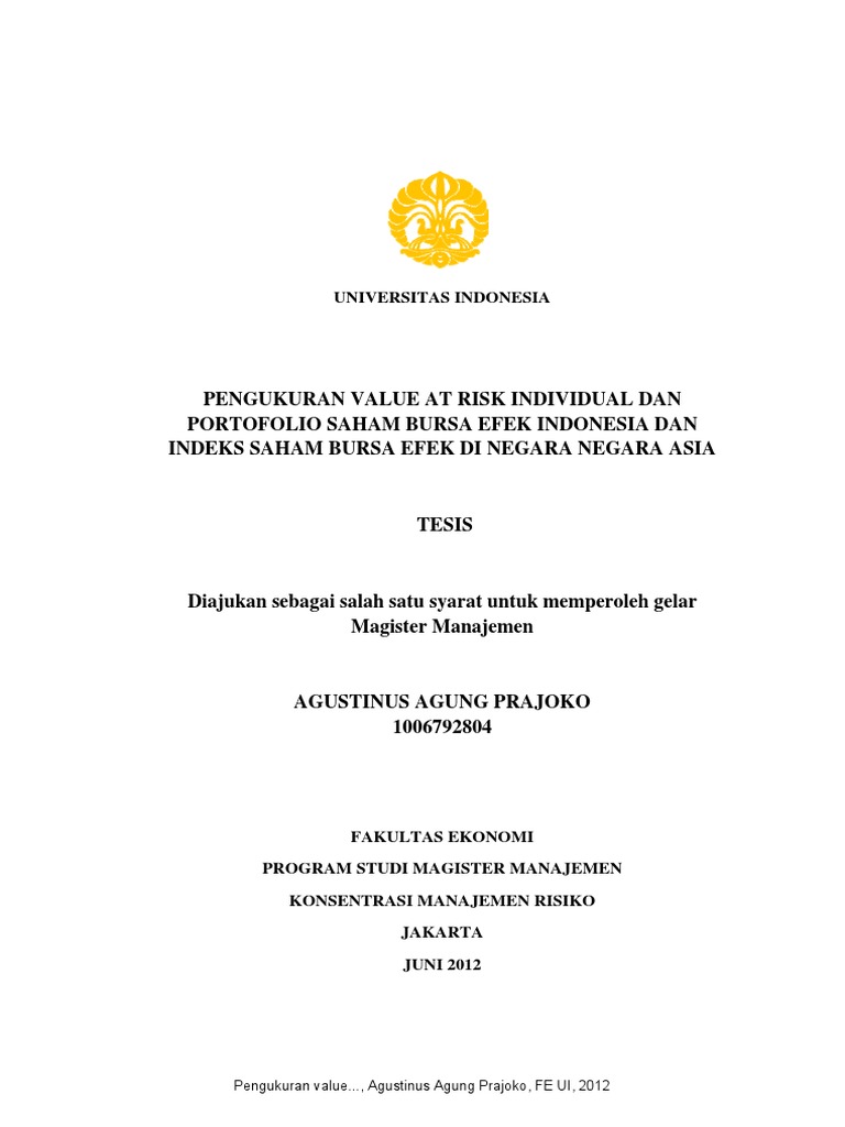 Pengukuran Value at Risk | PDF | Karier & Perkembangan | Komputer