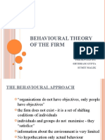 Behavioural Theory of The Firm: Presented By: Shubham Gupta Sumit Malik